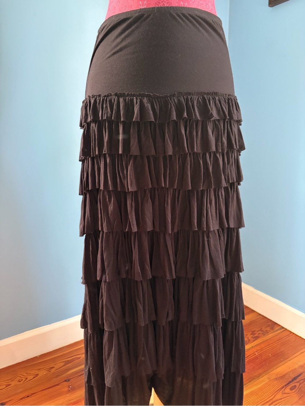 Tiered cotton knit skirt